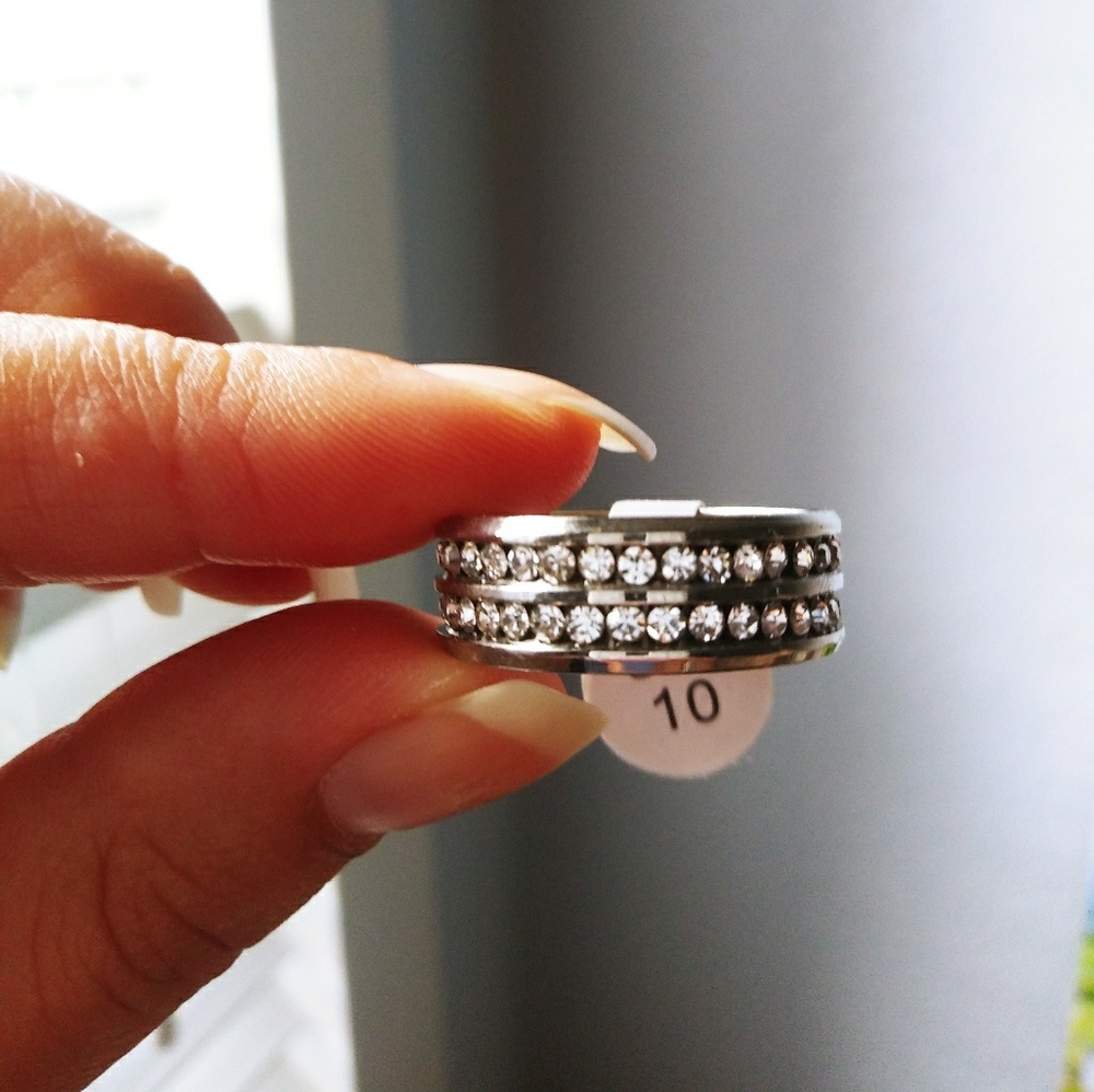 Men's rhinestone Steel ring
